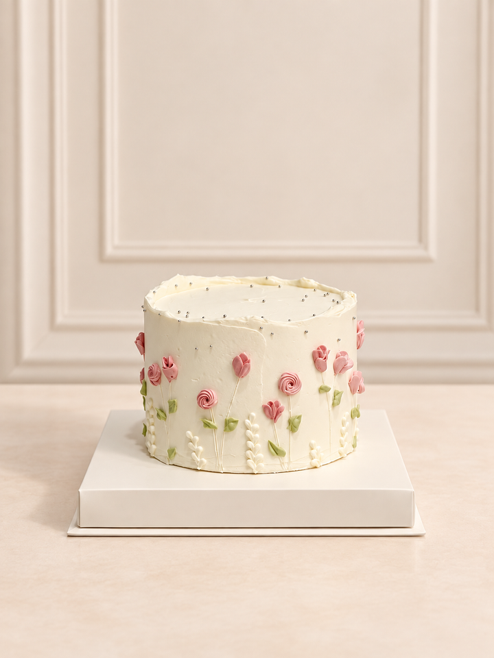Pink floral 15 cm cake