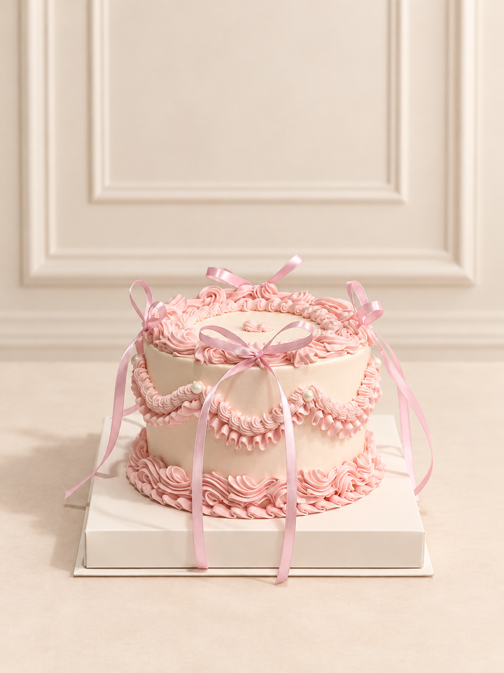 Blush ribbon vintage 15 cm cake